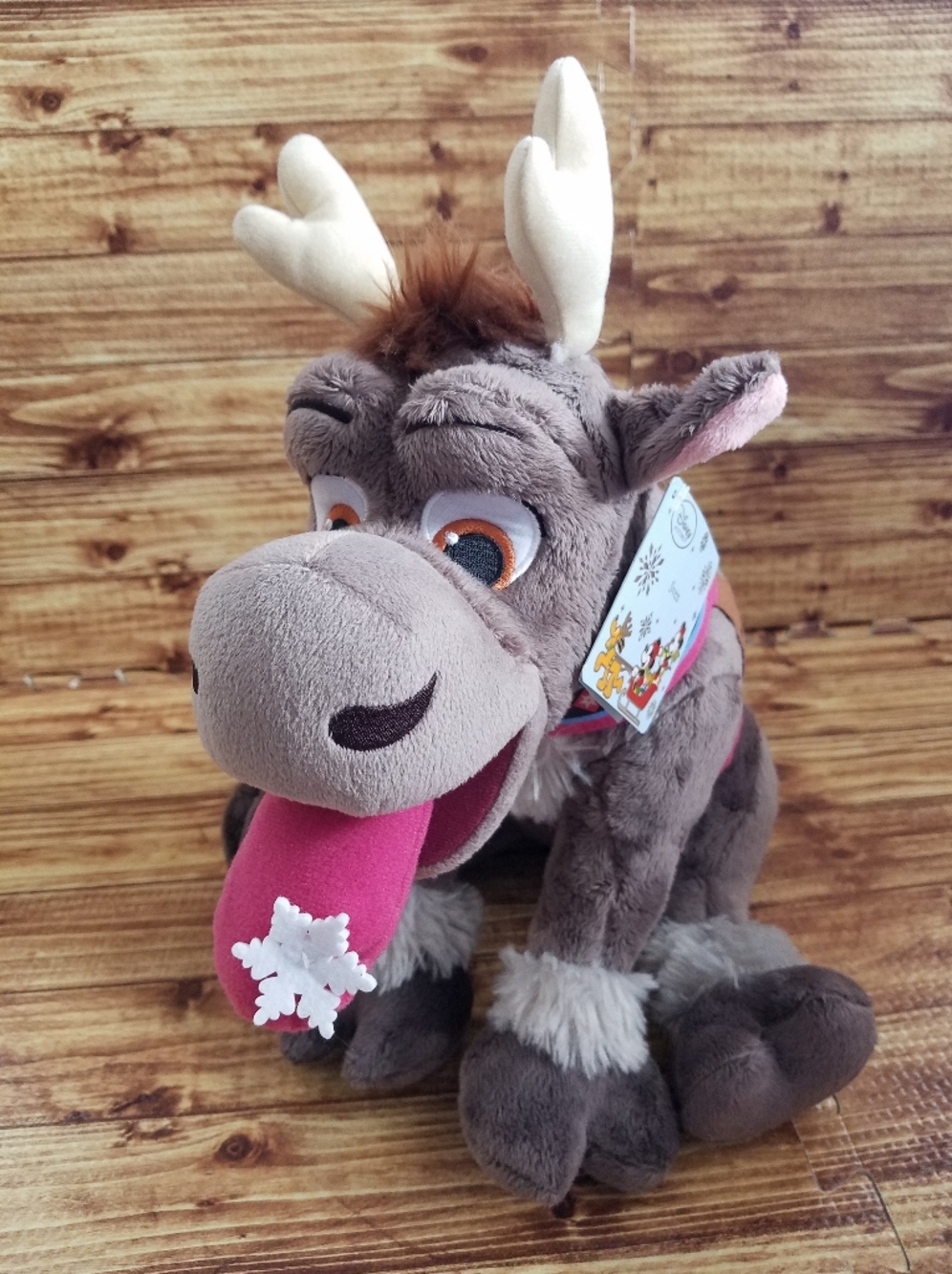 Disney Store Frozen Sven Reindeer Plush Snowflake Tongue 15 Inch NWT